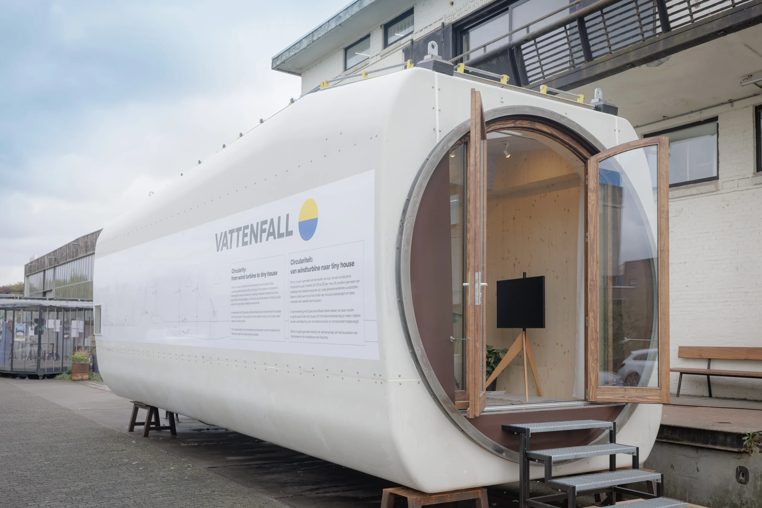 Vattenfall presenteert tiny house van oude windturbine